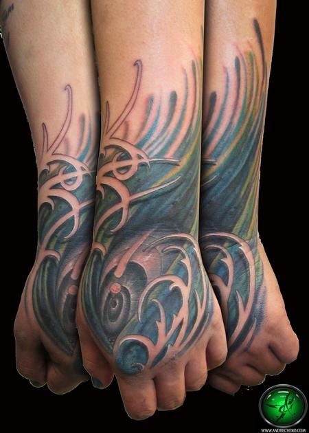 Tattoos - Peacock feather hand tattoo - 69449